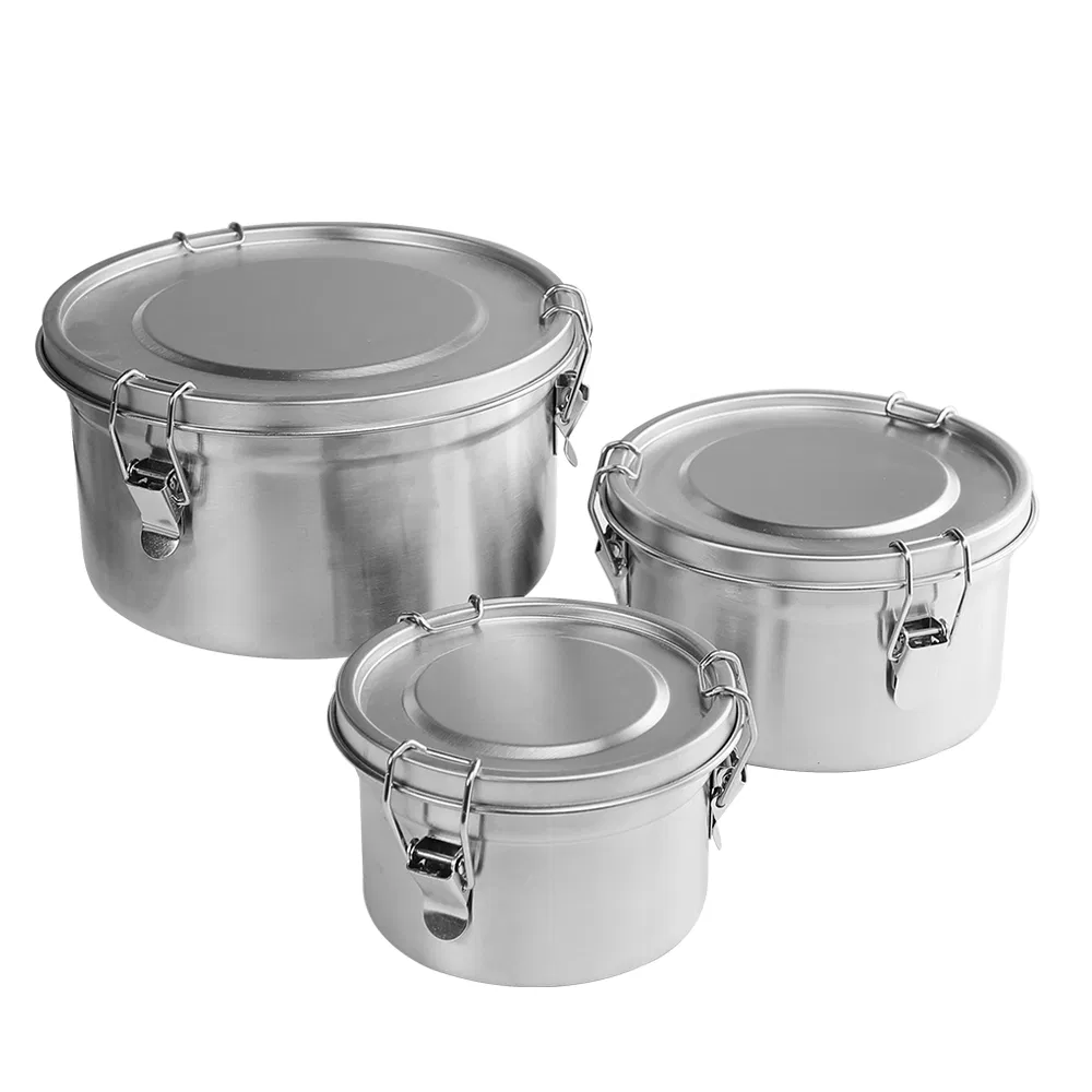 Wholesale 3PCS Set Leakproof Custom Picnic Stainless Steel 304 Round Shape Bento Food Container