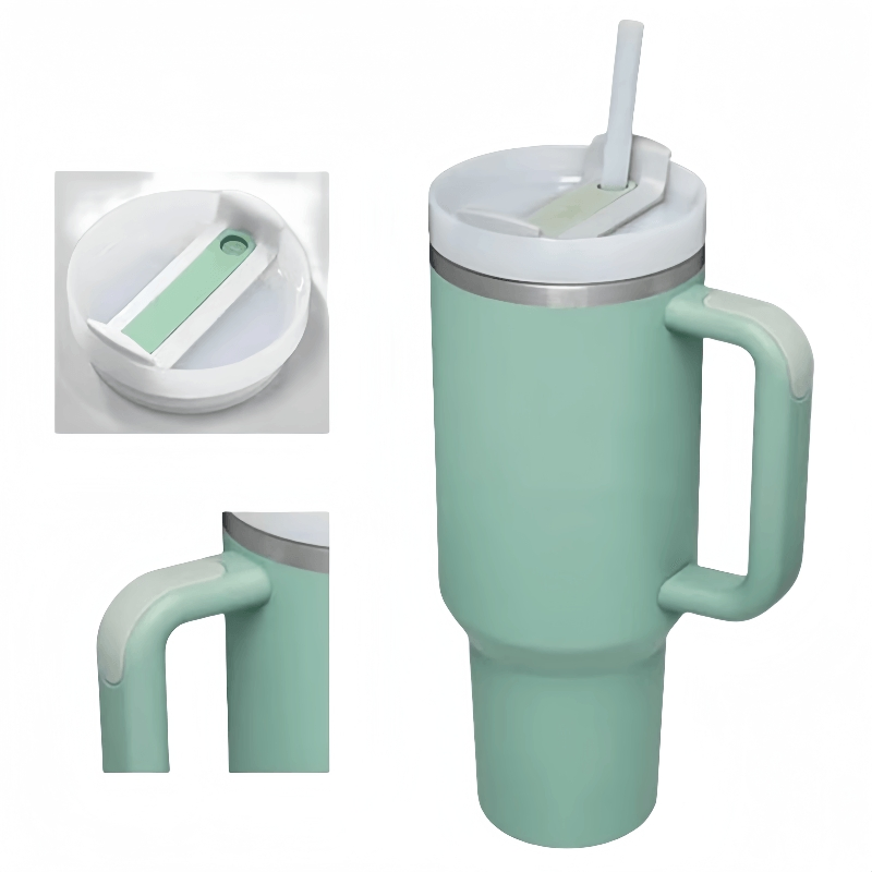 Custom Spill Proof Stainless Steel 40oz Insulated Mug Tumbler with Handle and Straw