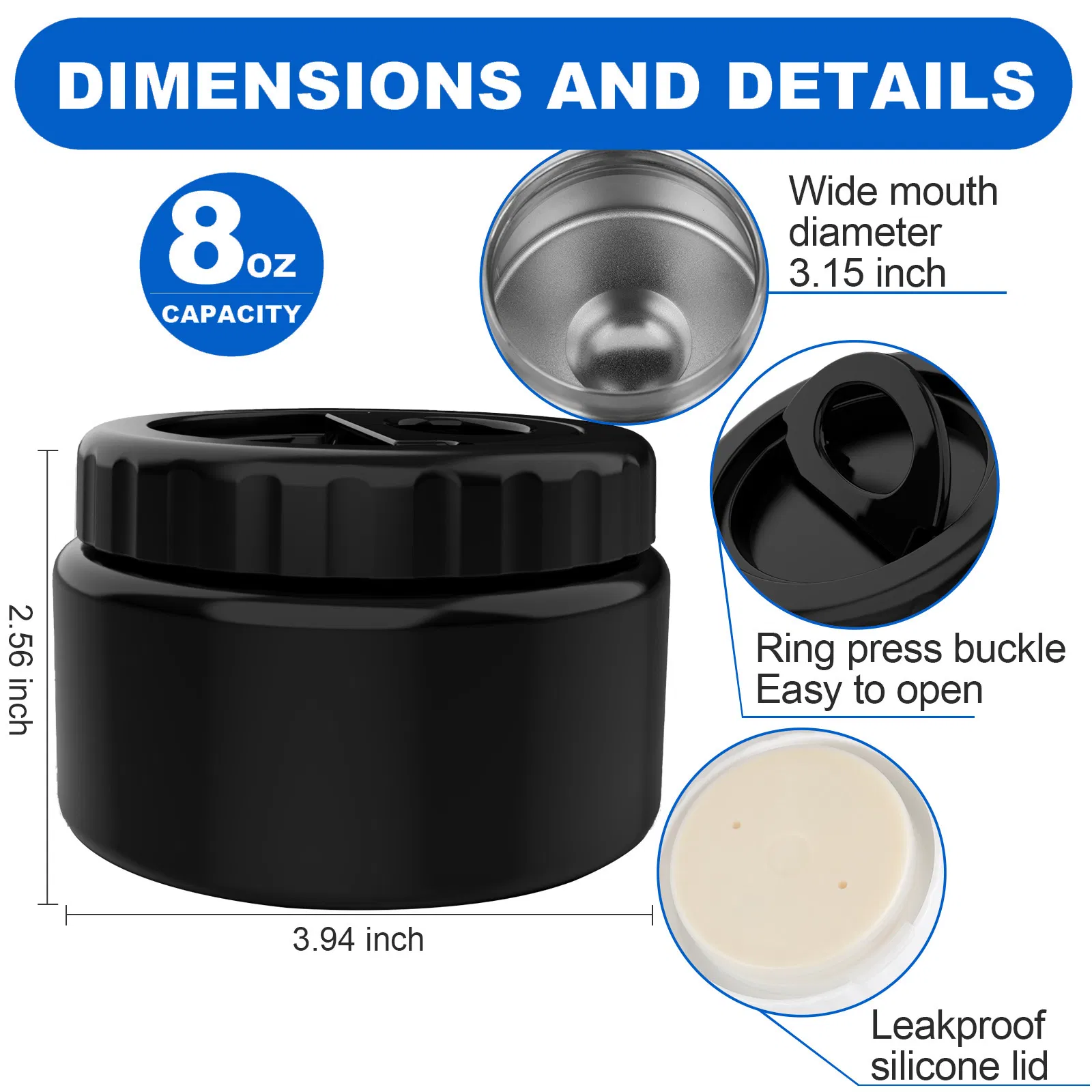 Aohea Obm ODM Theros for Hot Food &amp; Soup 16 Oz Insulated Food Jar with Foldable Spoon Leak Proof Stainless Steel Storage Canteen Double Walled 16 Oz Pearl