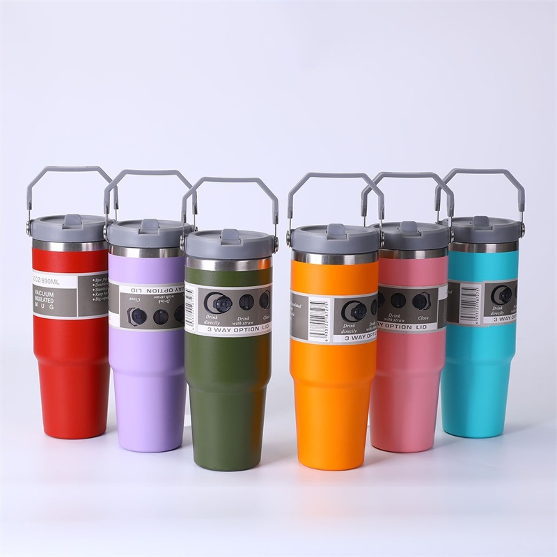 New Product Double Wall Vacuum Insulated Flip Top Stainless Steel Tumbler 30oz