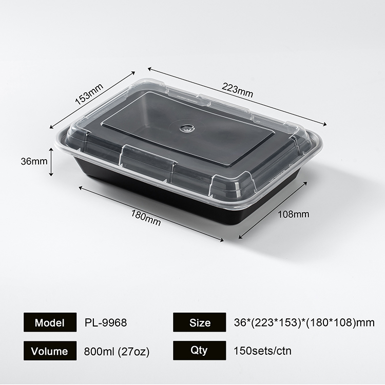 Disposable Plastic PP Leakproof Microwavable Food Container with Lid Takeout Boxes