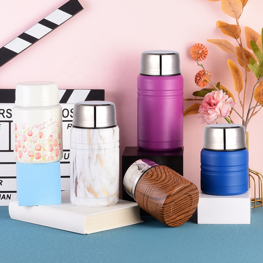 Eco Friendly Metal Wide Vacuum Storage Stainless Steel Thermos Food Graded Insulated Food Jar with Spoon