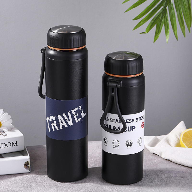 800ml 1000ml Outdoor Sports Travel Large Capacity Vacuum Insulated Thermal Portable Flask with Silicone Handle and Tea Infuser