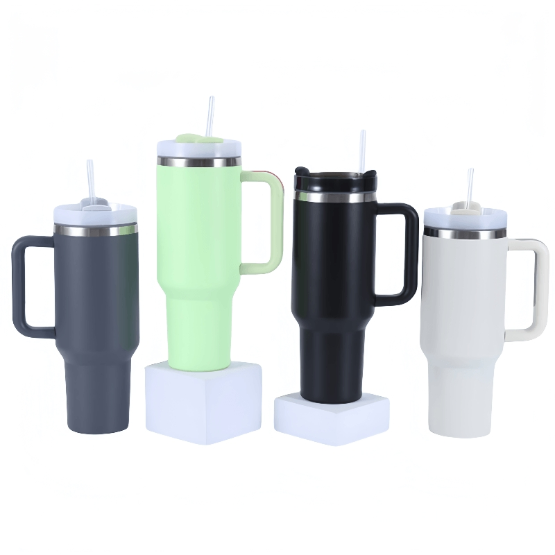 Custom Spill Proof Stainless Steel 40oz Insulated Mug Tumbler with Handle and Straw