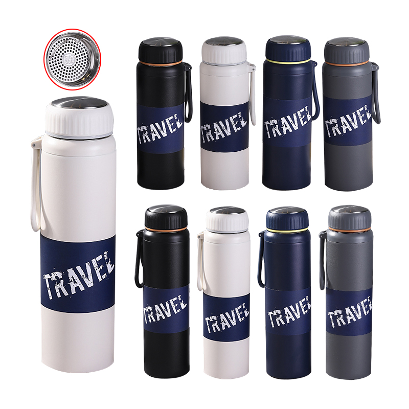800ml 1000ml Stainless Steel Vacuum Wide Mouth Portable Sports Flask with Silicone Handle