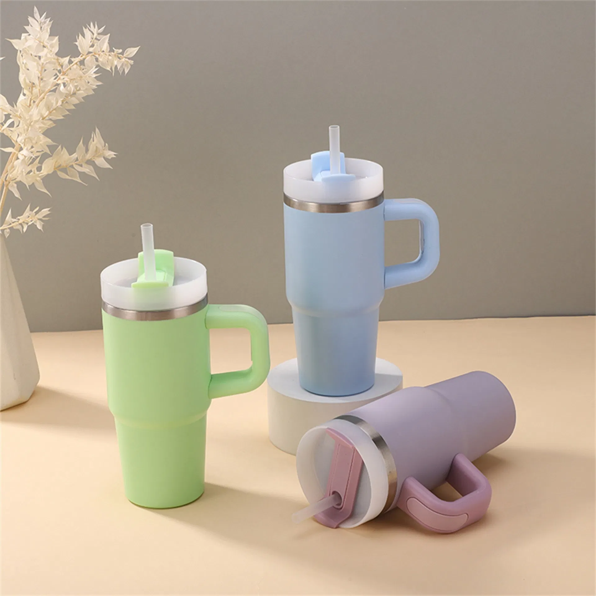 Custom Design Small Size Handgrip Stainless Steel Tumbler Kids Wholesale Thermal Kids Tumbler Cup Water Bottle Vacuum Flask with Straw 14oz