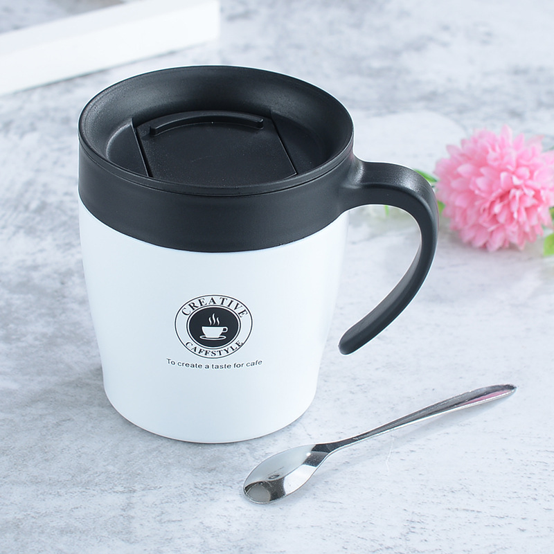 BPA Free Personalised Double Walled Stainless Steel Pretty Travel Thermos Spoon Coffee Mug