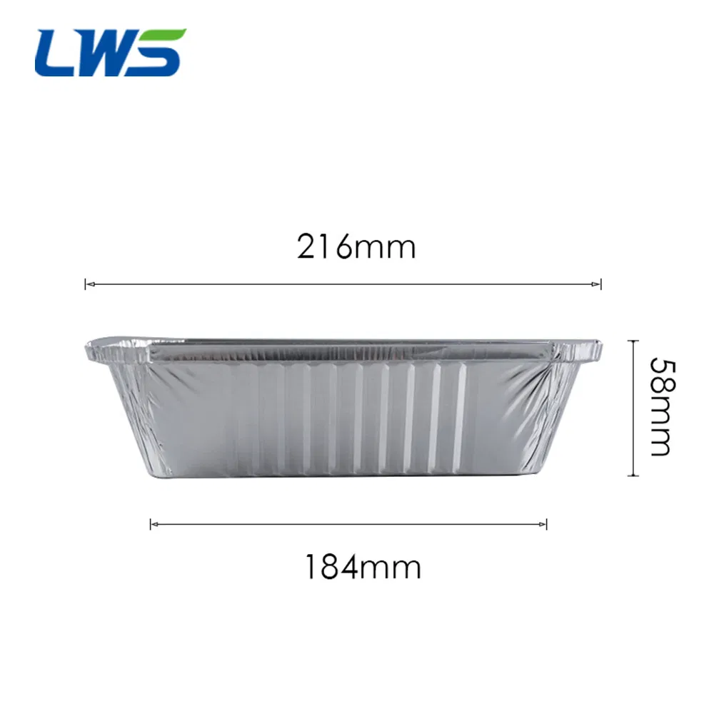 Oblong Silver Thermal Insulation Dispsable Aluminum Foil Lunch Container with Cover