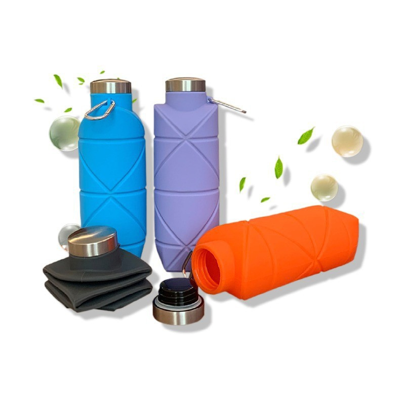 Collapsible 700ml Water Bottles Silicone Foldable Travel Sport Water Bottle Cup for Gym Camping Hiking