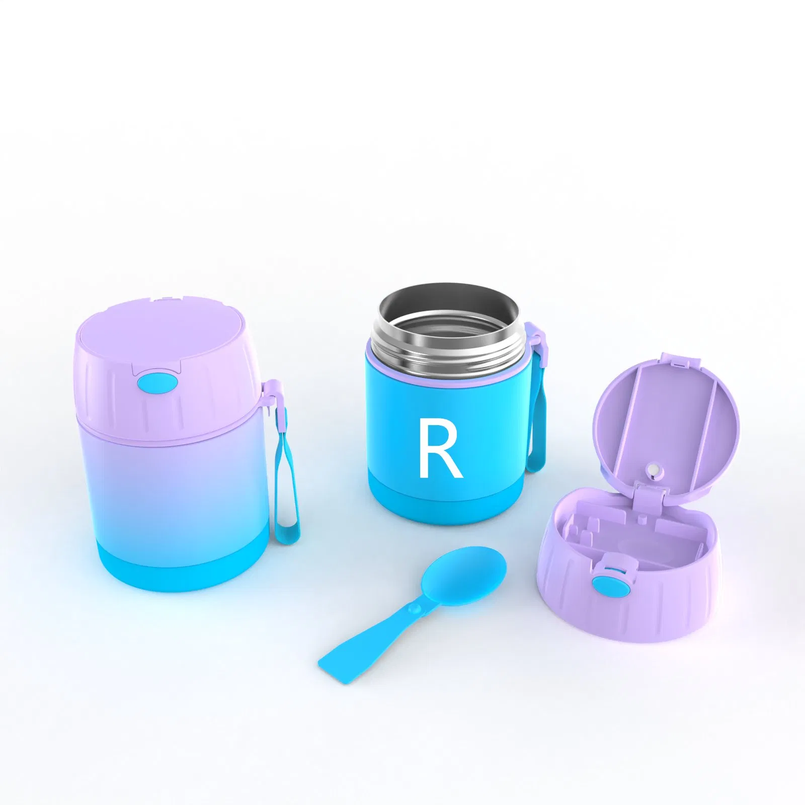 Aohea Obm ODM 20oz Insulated Vacuum Food Jar with Buckle Lid Soup Theros for Hot Food Kids Wide Mouth Leakproof Stainless Steel Lunch Container with Spoon Black