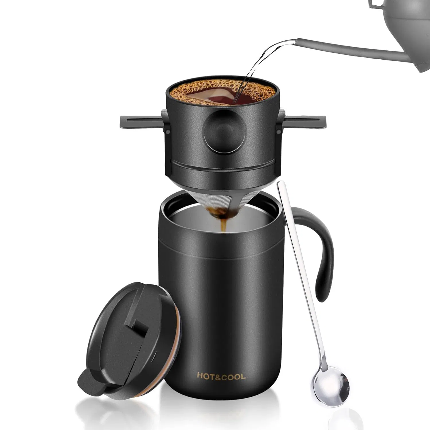 Portable Coffee Maker Set with Stainless Steel Mug and Coffee Filter Ez29070
