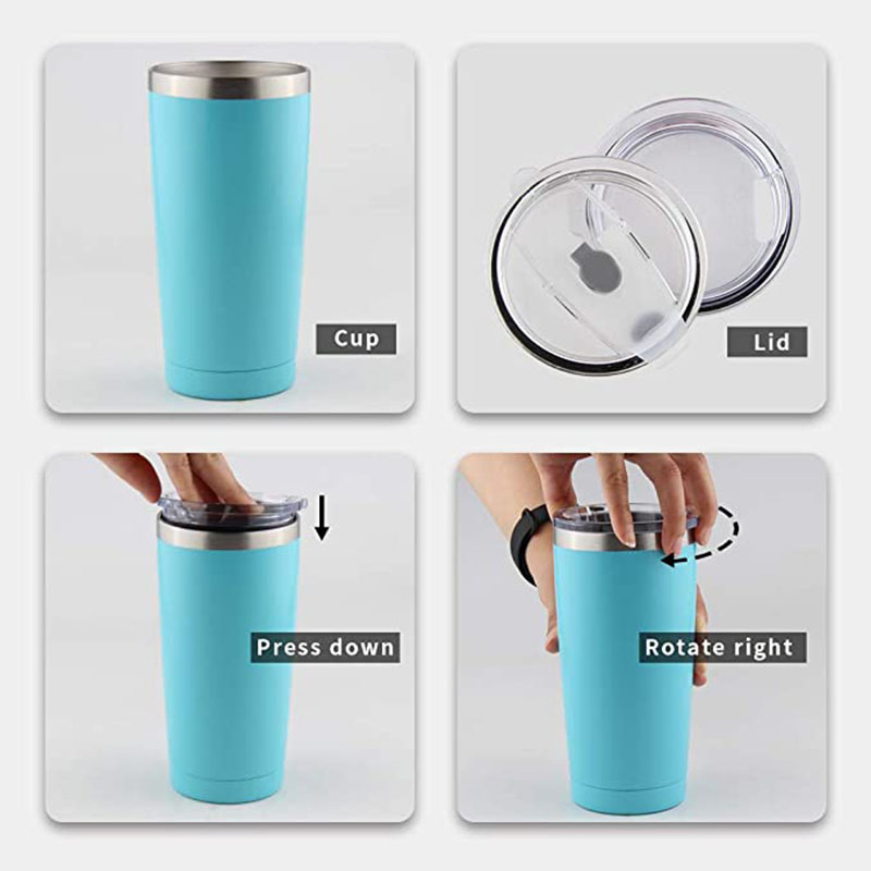 20 Oz Stainless Steel Tumblers with 2 Splash Proof Lids Straw and Brushes, Double Wall Vacuum Insulated Coffee Travel Mug