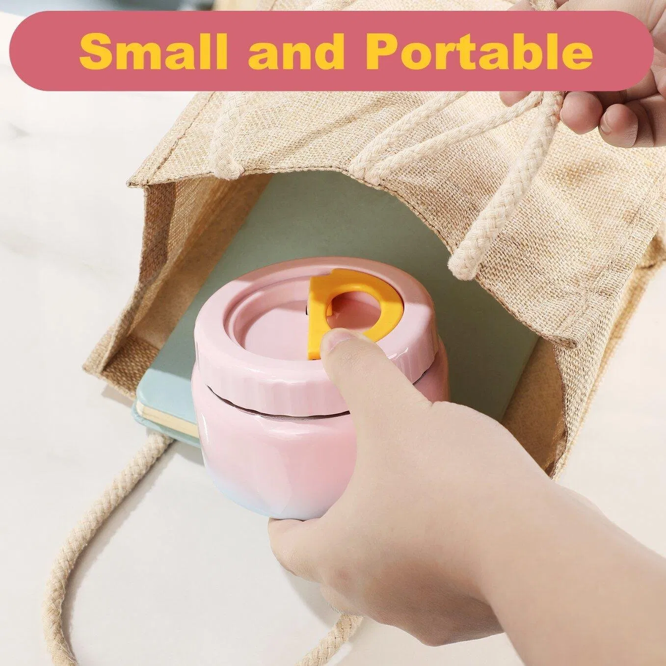 Aohea Obm ODM 2 Pack Soup Theros for Hot &amp; Cold Food for Kids Adults Vacuum Insulated Food Jar Thermal Lunch Containers Travel Food with Spoon 24 Oz 17 Oz Grey