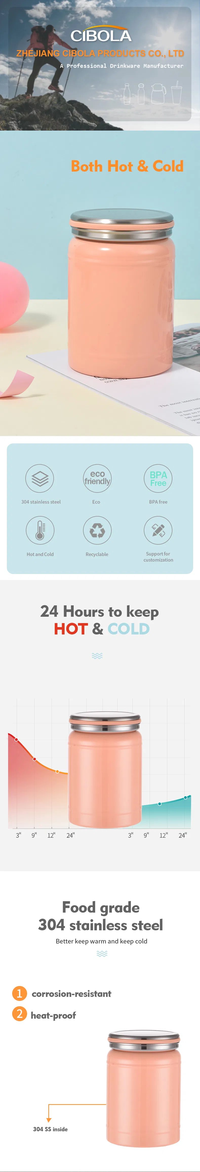 300ml Mini Size Insulated Stainless Steel Soup Jar Food Container