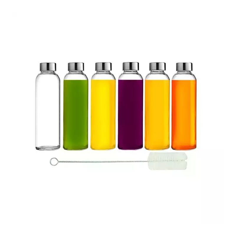 Reusable 500ml Glass Drinking Water Bottle with Stainless Steel Leak Proof Lid Drinking Glassware