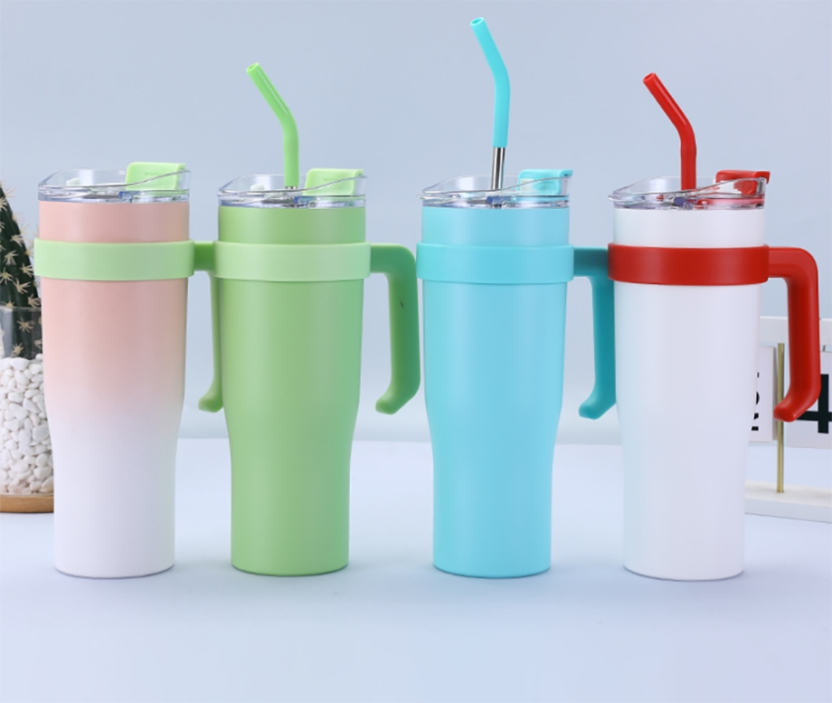 Custom Vacuum Insulated 30oz/40oz Travel Mug Flowstate Stainless Steel Tumbler with Straw