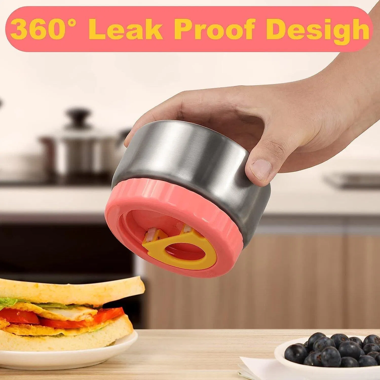 Aohea Obm ODM Adults Bento Soup Theros for Hot Food Stainless Steel Thermal Lunch Container with Spoon Keep Warm and Cold Portable Wide Mouth Leak Proof Vacuum