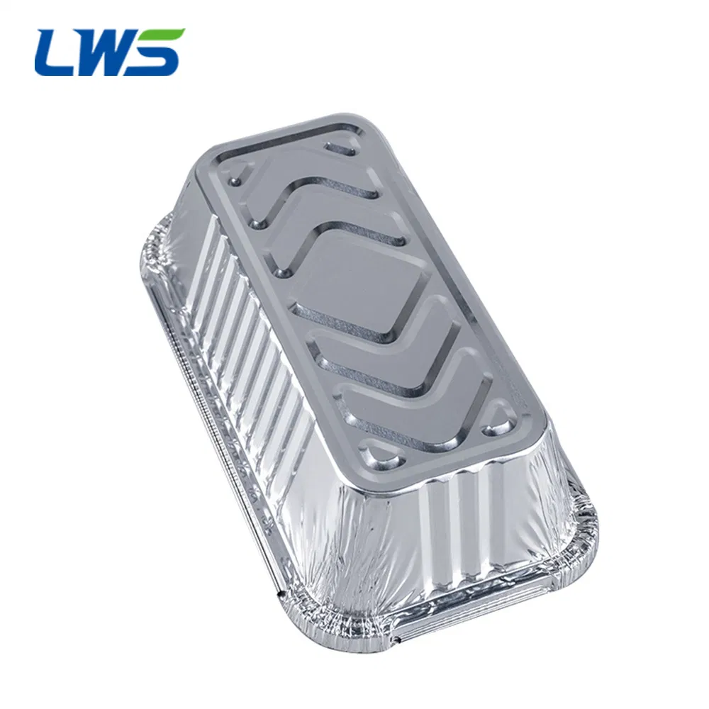 Oblong Silver Thermal Insulation Dispsable Aluminum Foil Lunch Container with Cover
