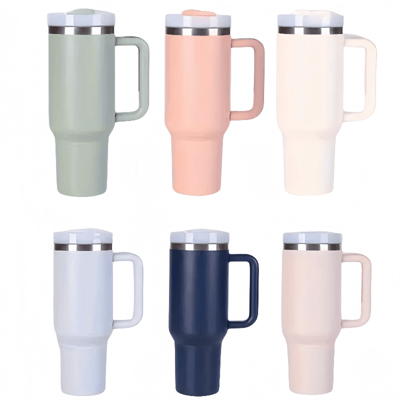 Custom Spill Proof Stainless Steel 40oz Insulated Mug Tumbler with Handle and Straw
