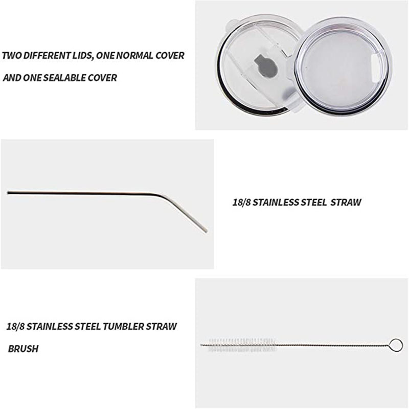 20 Oz Stainless Steel Tumblers with 2 Splash Proof Lids Straw and Brushes, Double Wall Vacuum Insulated Coffee Travel Mug