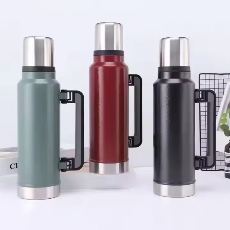 Stainless Steel Outdoor Travel Cup Mug Popular 1000ml Thermal Vacuum Flask with Handle