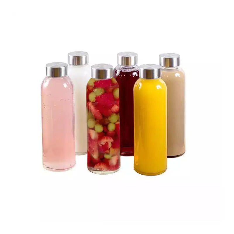 Reusable 500ml Glass Drinking Water Bottle with Stainless Steel Leak Proof Lid Drinking Glassware