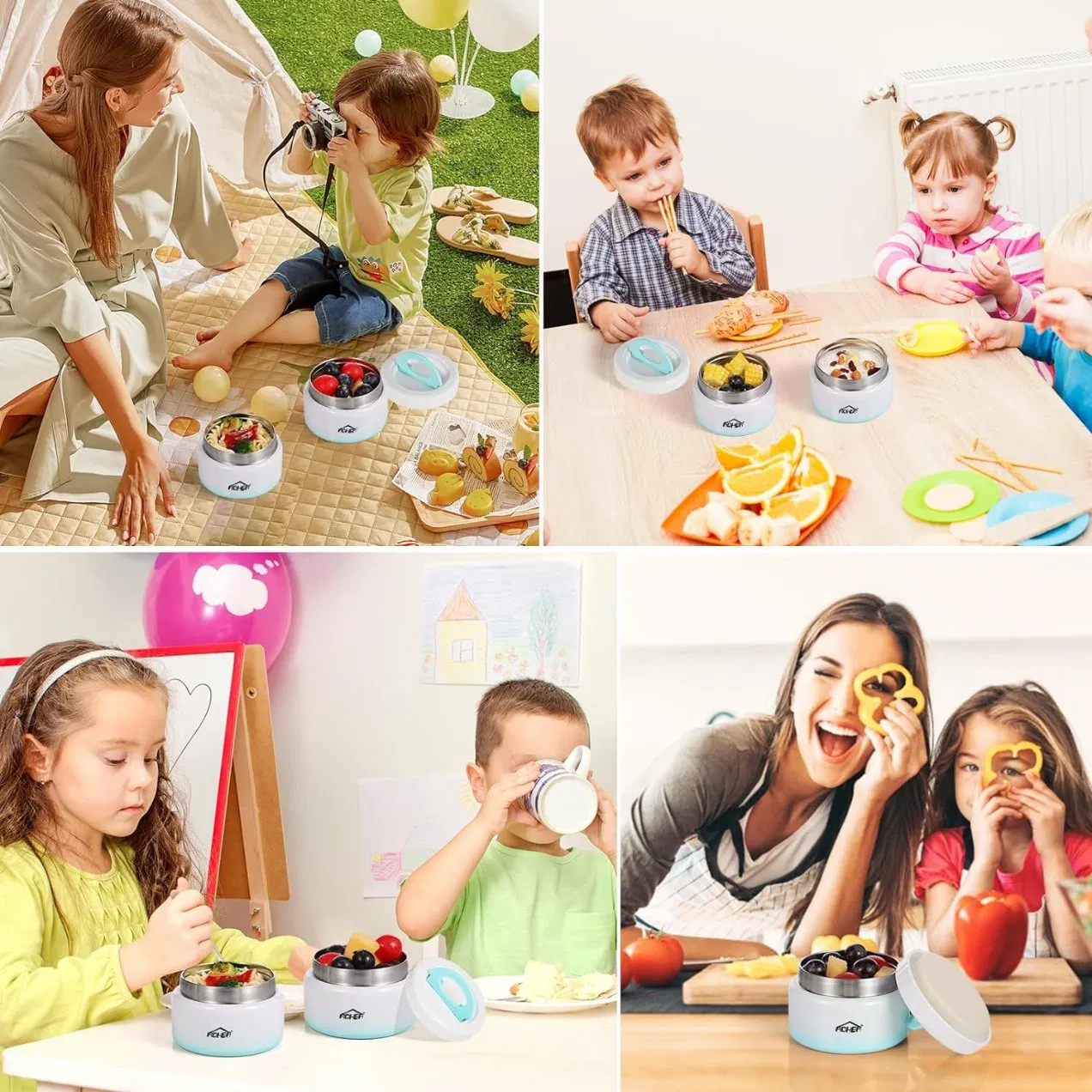 Aohea Thermal Food Jar Vacuum Insulated Food Jar Wide Mouth Soup with Folding Spoon Thermal Lunch Containers for Kids Adults Leak Proof