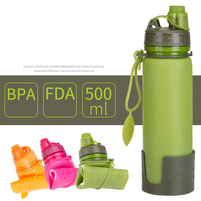 Portable Silicone Collapsible Water Bottle Reusable Outdoor Sports Travel Drinking Ez16184