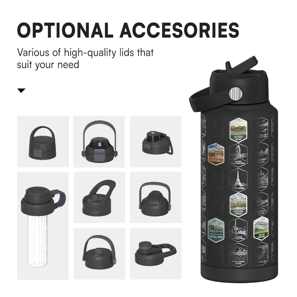 National Park 32 Oz Double-Wall Stainless Steel Vacuum Flask Wide-Mouth Thermos for Travel Sports