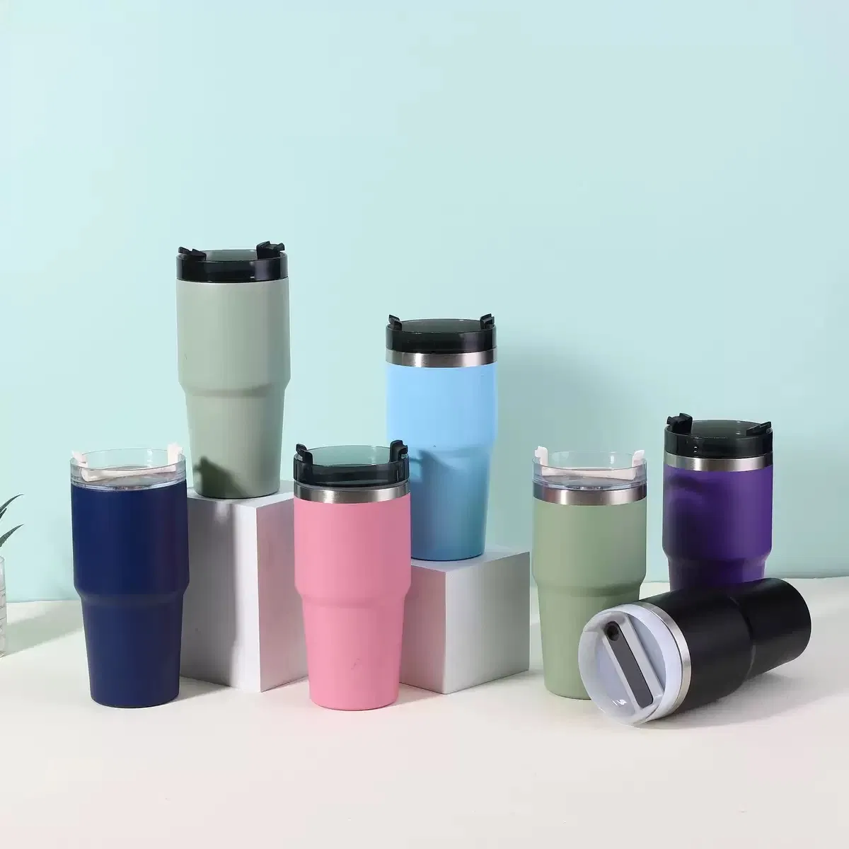 20oz Promotional Travel Mug Wholesale Double Wall Stainless Steel Tumbler with Lid and Straw