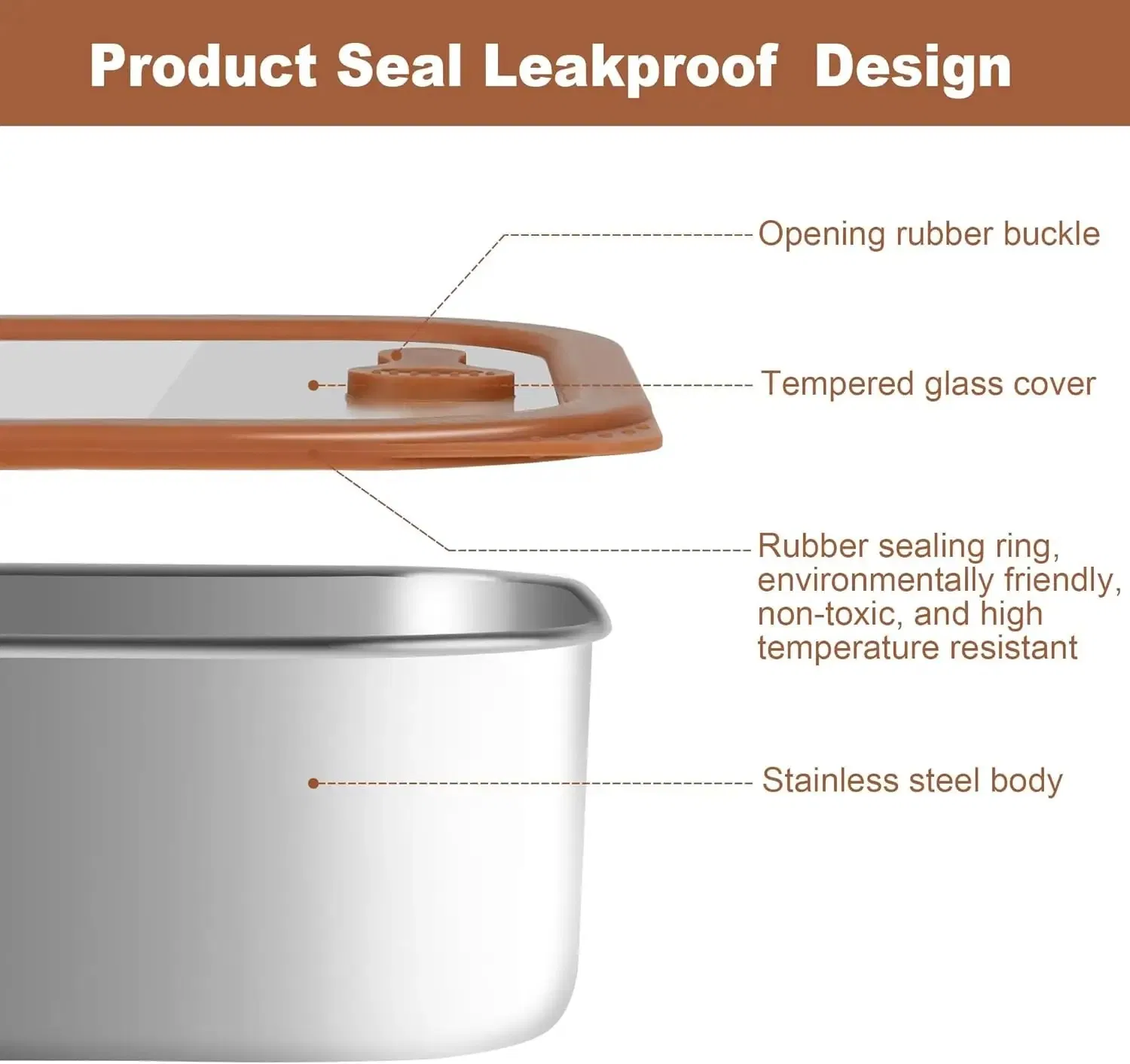 304 Stainless Steel Food Storage Container Set with Lids Smell-Proof, Airtight, Leakproof Container