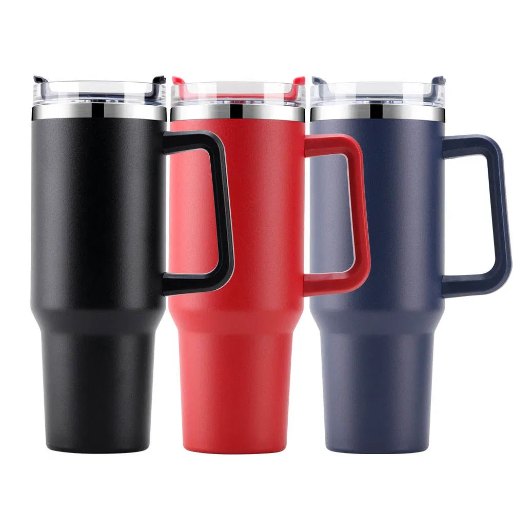Wholesale Hot Sales Powder Coated Custom Imprint 40oz Stainless Steel Travel Mug Tumbler Vacuum Insulated Mug with Straw and Lid