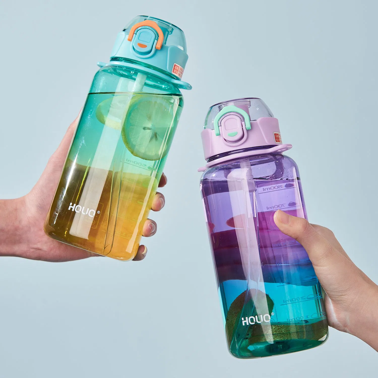 Custom Logo Portable Plastic Water Bottle with Straw