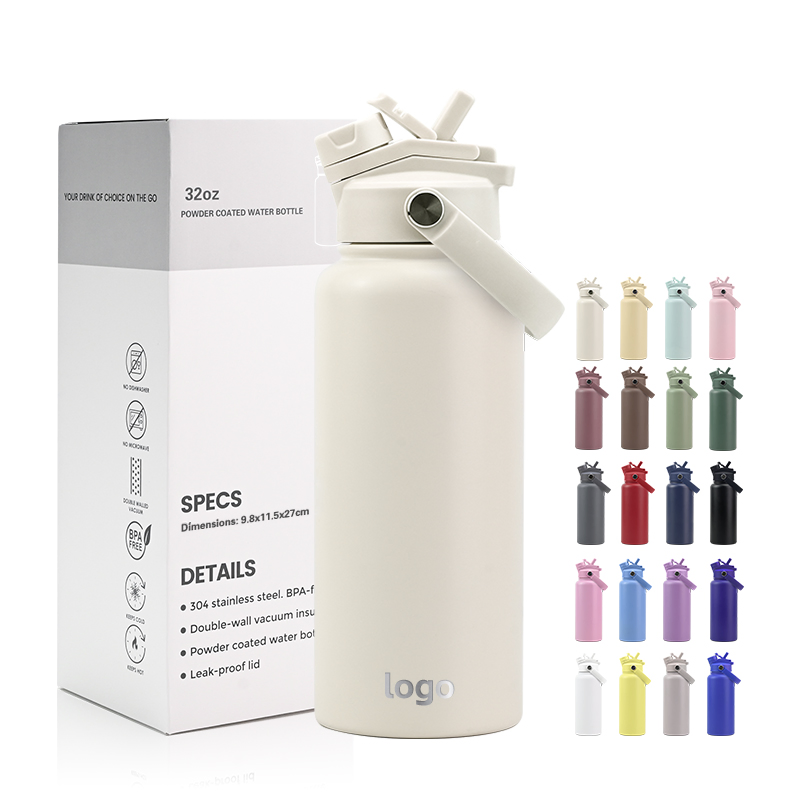 Custom Logo 32 Oz Double Wall Thermal Bottle Vacuum Flask 1L Stainless Steel Insulated Portable Travel Water Bottle