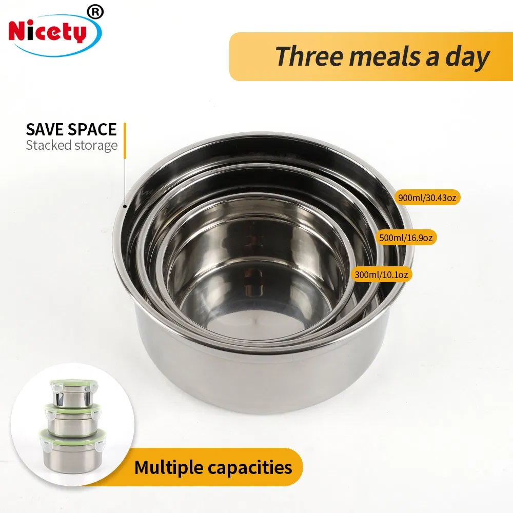 Kitchen Plastic Lid Stackable Stainless Steel Leakproof Food Storage Containers