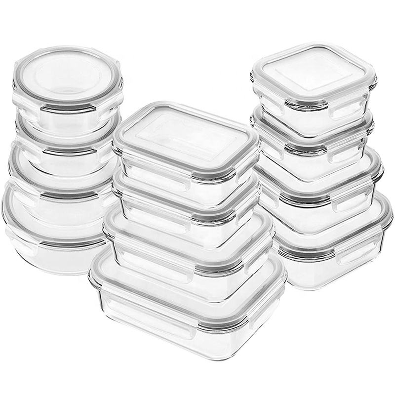 High Quality Lock Lid Glass Food Storage Containers Leakproof Microwave Safe Bento Lunch Box Oven Freezer Dishwasher Suitable Kitchen Meal Prep Containers