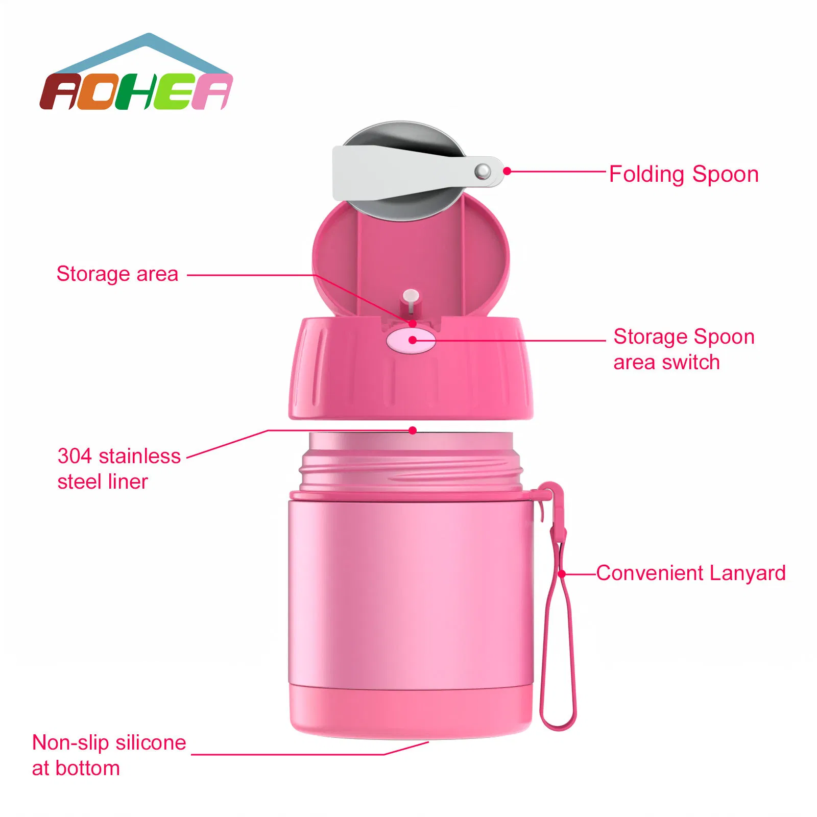 Premium BPA - Free 400ml Lightweight Insulated Food Jar, Comes with 100% Leak - Proof Promise, Cool Touch Body and an Elegant Portable Foldable Handle