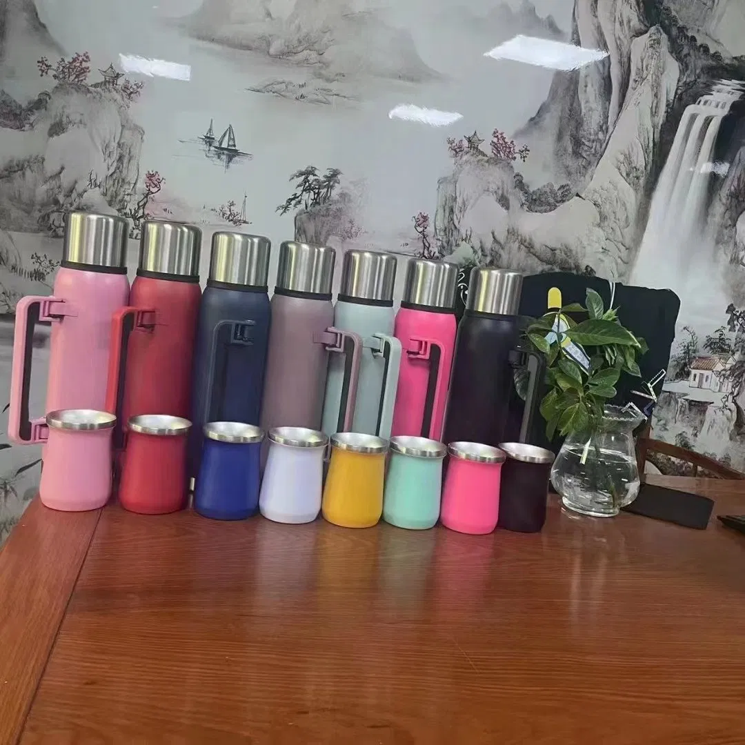 Double Wall Stainless Steel Large Capacity 1/1.4L Water Bottle Outdoor Travel Cup Thermos Vacuum Flask with Handle Lid