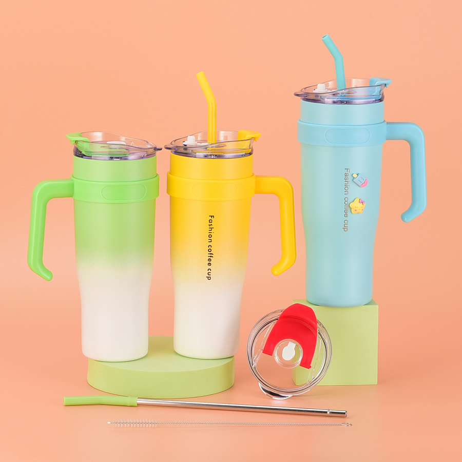 Custom Logo 40oz Vacuum Insulated Double Wall Coffee Tumbler 40 Oz Stainless Steel Travel Mug with Handle