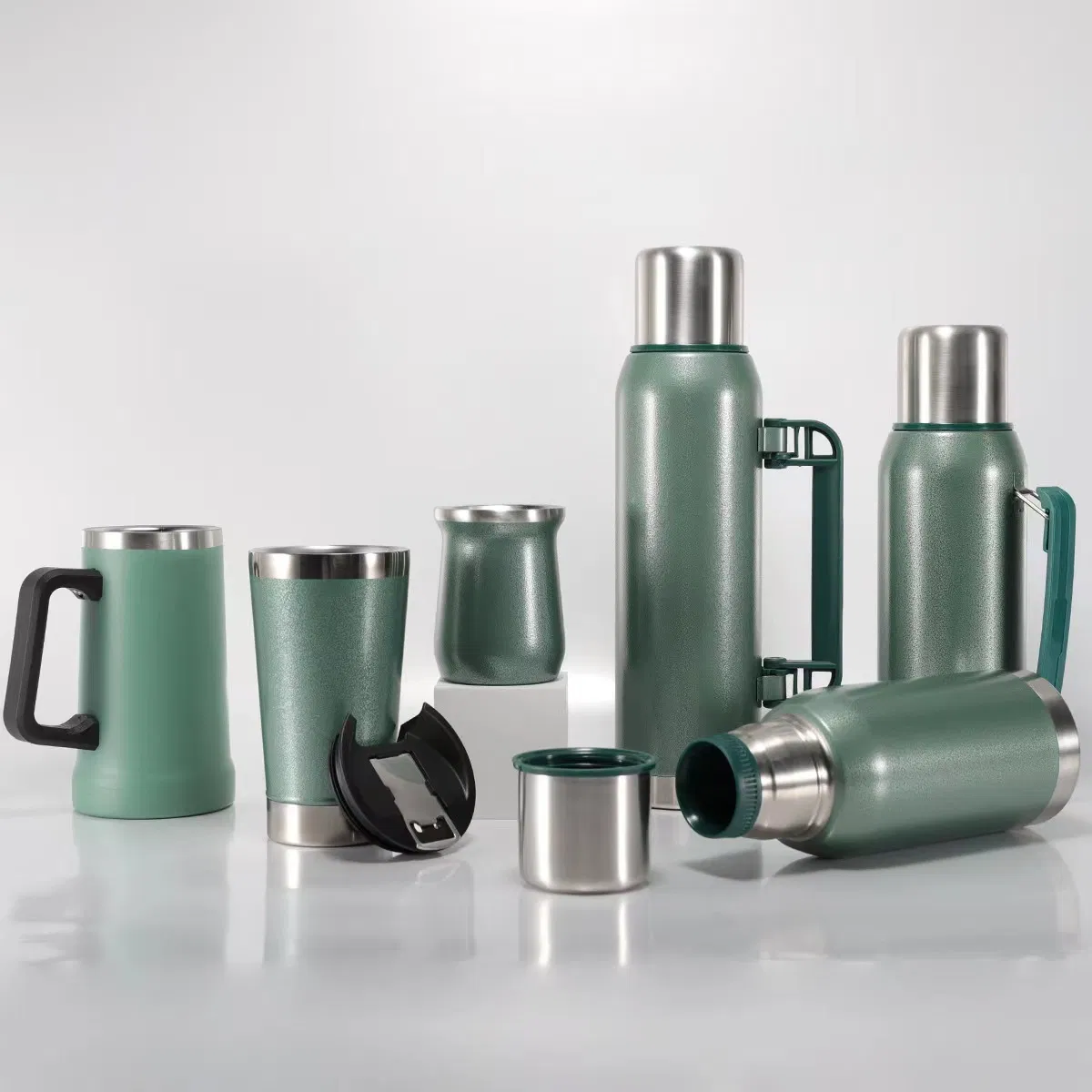 Double Wall Stainless Steel Large Capacity 1/1.4L Water Bottle Outdoor Travel Cup Thermos Vacuum Flask with Handle Lid