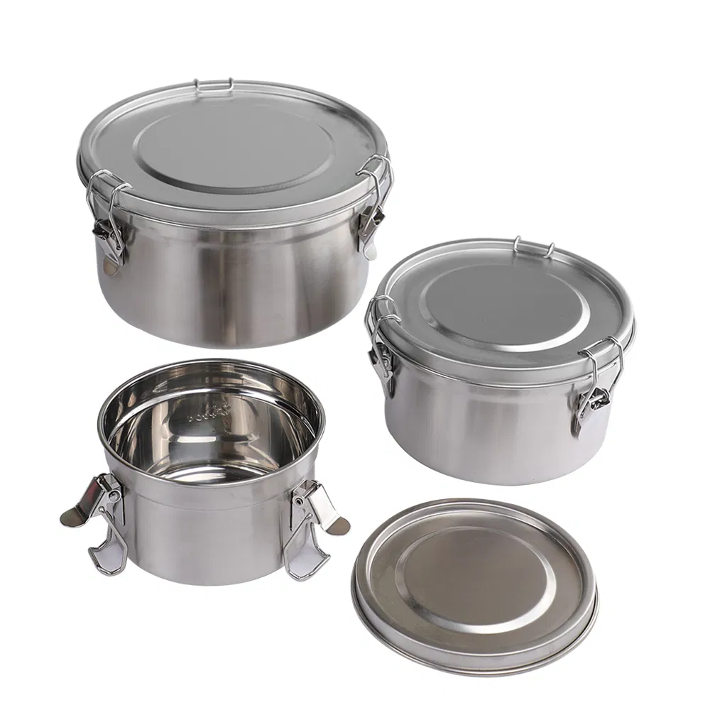 Wholesale 3PCS Set Leakproof Custom Picnic Stainless Steel 304 Round Shape Bento Food Container