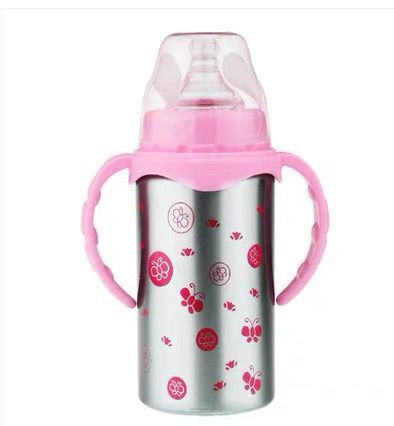 3 in 1 Travel Insulated Cup, 304 Stainless Steel Baby Bottle, Silicone Straw Steel Water Bottle 180ml Insulated Bottles for Kids, Customized Baby Products
