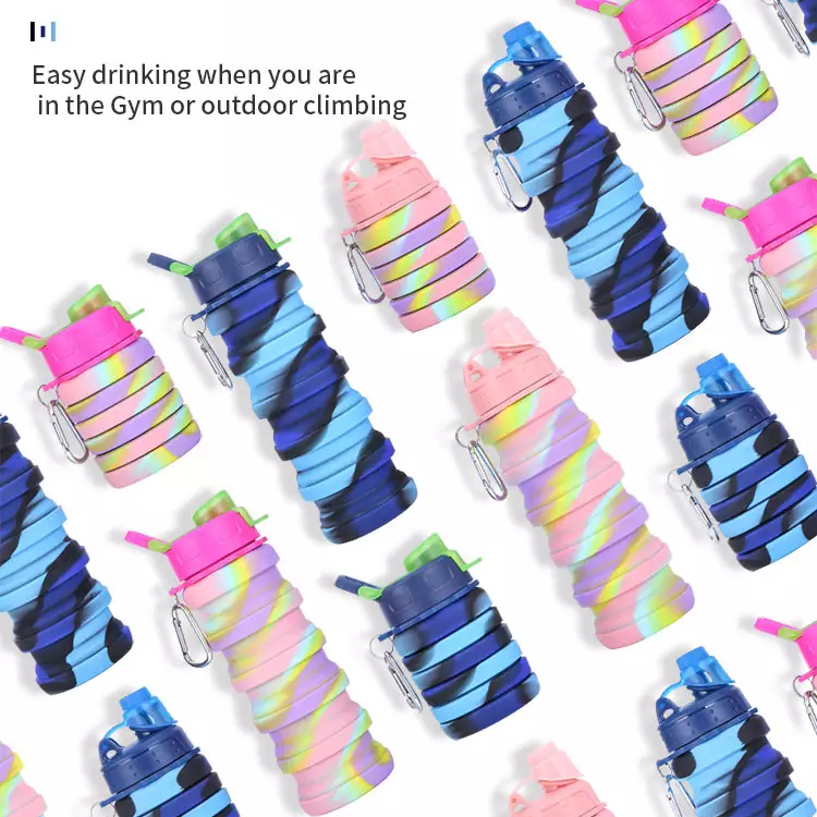 500ml Silicone Collapsible Leak Proof Sports Water Bottles BPA Free Portable Water Bottle