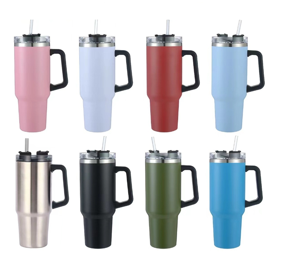 Custom Vacuum Insulated 30oz/40oz Travel Mug Flowstate Stainless Steel Tumbler with Straw