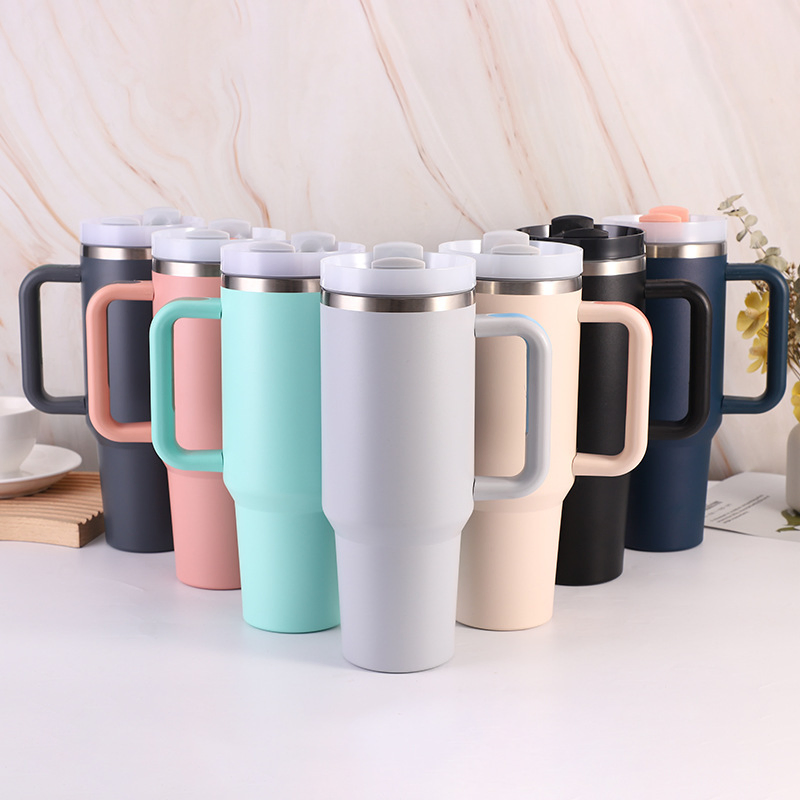 Double Wall 304 Stainless Steel Vacuum Tumblers Wholesale Bulk 40oz Vacuum Insulated Cups Handle Car Vacuum Mugs