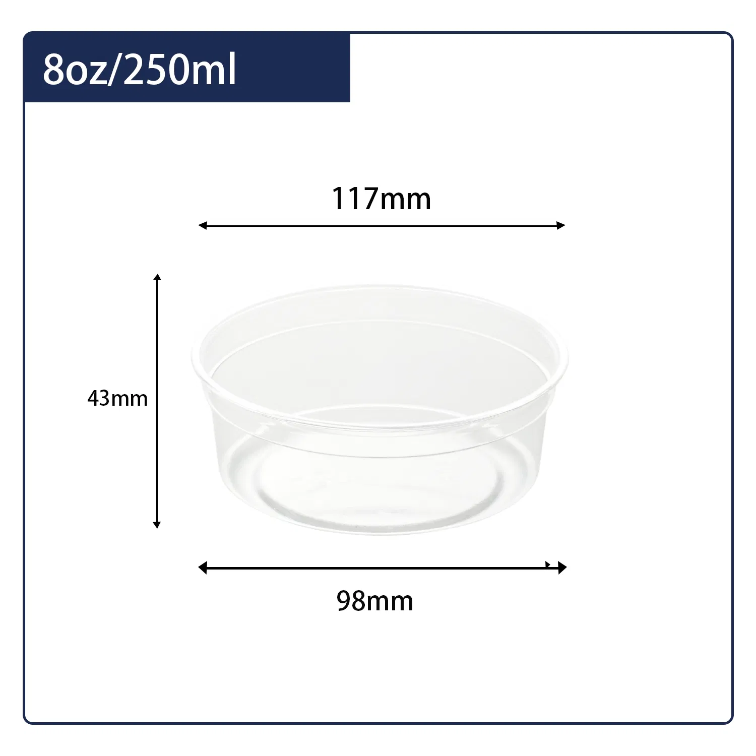 8oz 117mm Microwavable Meal Pet Soup Containers Leakproof Disposable Plastic Food Deli Container with Lids