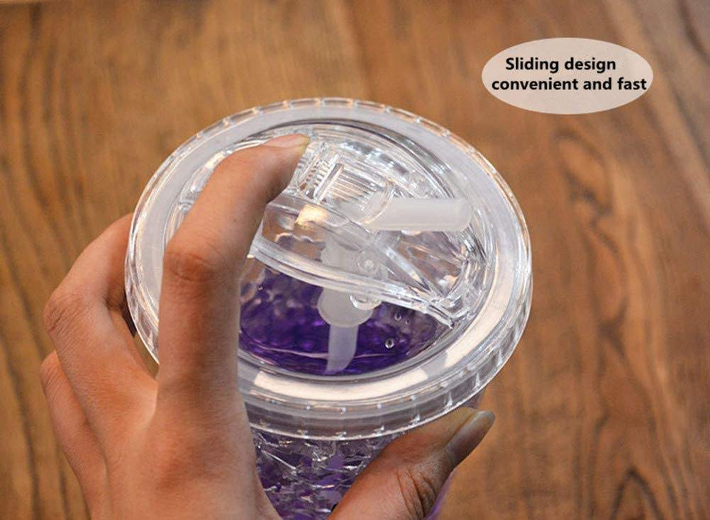 60oml Double Wall Insulated Freezer Tumbler with Slide Lid and Straw