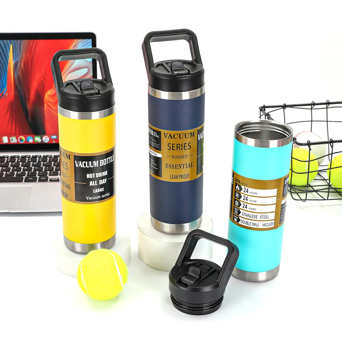 Custom Logo 18oz 26oz 36oz Tumbler Cup Insulated Thermoses Mug Thermal Sport Stainless Steel Water Bottle Vacuum Flask with Chug Lid