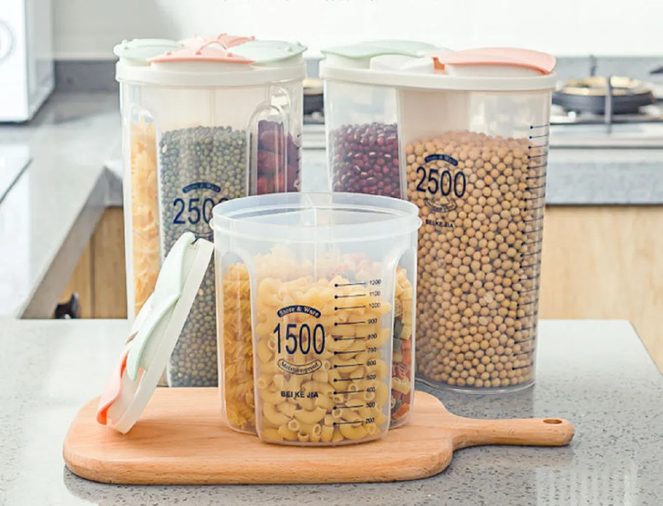 Two, Three or Four Division Leakproof Plastic Food Container for Foods Grains Cereals Nuts etc Wbb18283