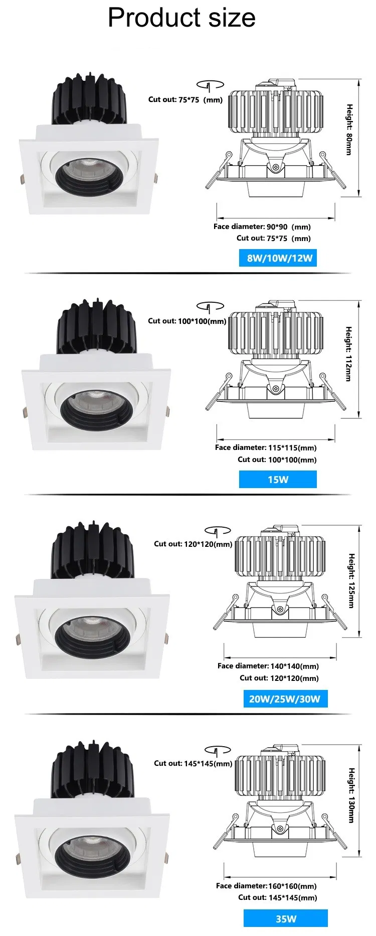 LED Downlight Dimensions